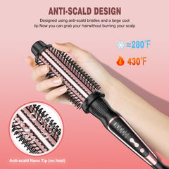 DENVEK Thermal Brush rose gold side view highlighting ergonomic grip