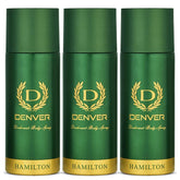 Denver Hamilton deodorant spray front view, 165 ml, for daily freshness and long-lasting confidence.
