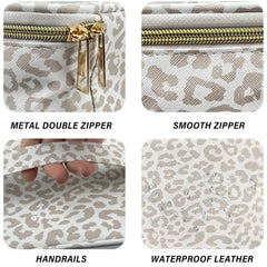 Deokke PU cosmetic bag water-resistant design protects contents.