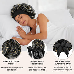 Deokke satin braid bonnet Sun Moon pattern displays vibrant, fade-resistant design for stylish sleep