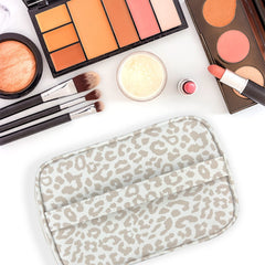 Deokke travel makeup bag medium size for organized cosmetics.