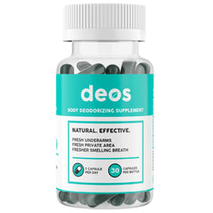 DEOS Internal Deodorant bottle close-up highlights full-body freshness