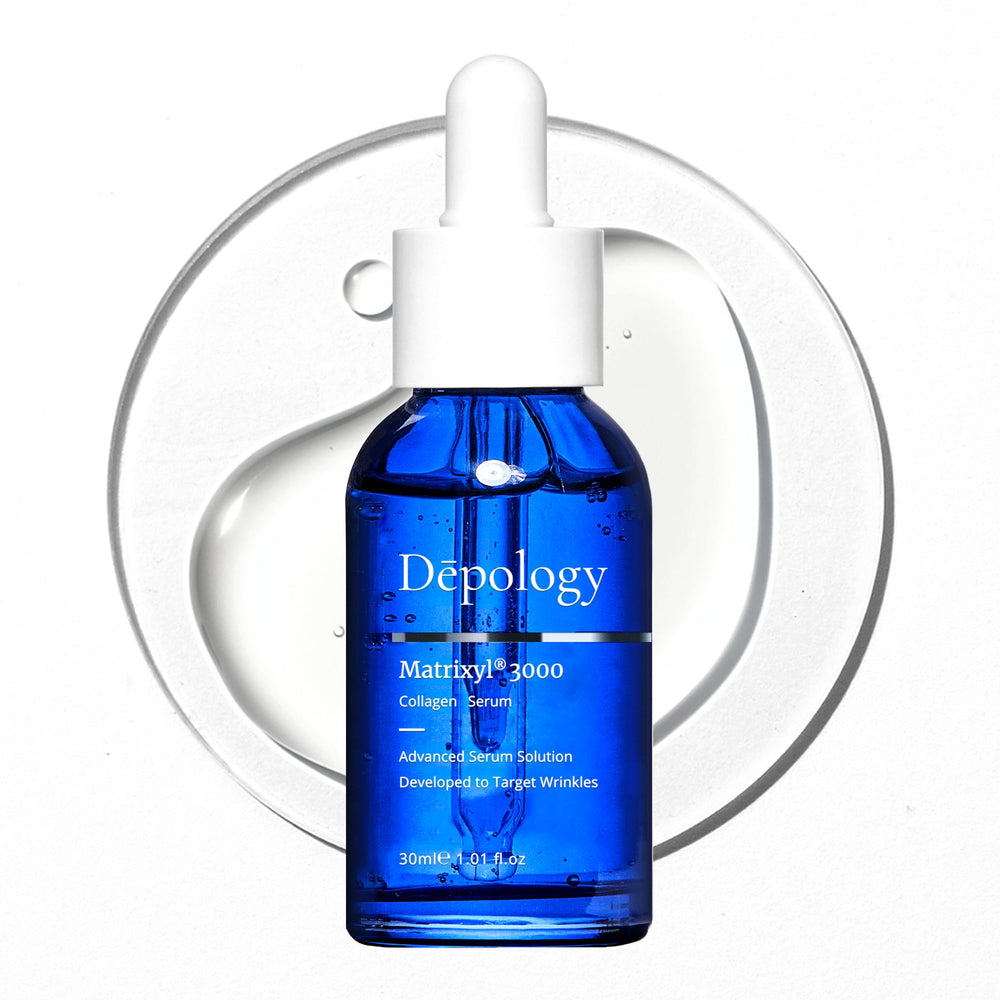 Depology Matrixyl 3000 Serum bottle for anti-aging skincare and daily use.