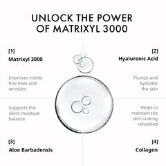 Depology Matrixyl 3000 Serum ingredients label highlights peptide-rich formula benefits.