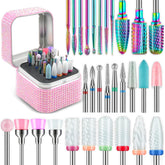 Depvko nail drill bits 30pcs pink case for professional manicures and efficient shaping.