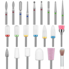 Depvko 22pcs nail drill bits cover image shows organized professional kit for precise nail shaping.