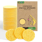 Derloyo compressed facial sponges in yellow packaging, ready for eco-friendly daily cleansing.