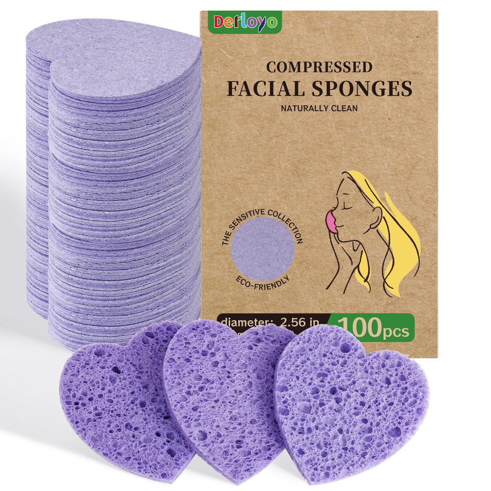 Derloyo purple heart sponges unexpanded ready for gentle cleansing
