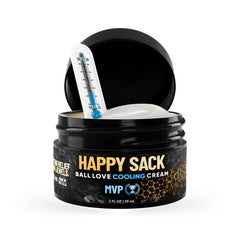 Derm Dude Happy Sack bottle front shows compact 2oz size for on-the-go freshness.