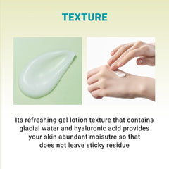 Derma B Glacial Water and Hyaluronic Acid hydration panel promoting cooling, non-sticky refreshment.
