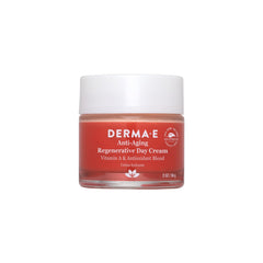 Derma E anti-aging day cream jar closeup highlighting rich texture for daily hydration