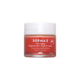 Derma E anti-aging night cream bottle signaling overnight hydration and firming.