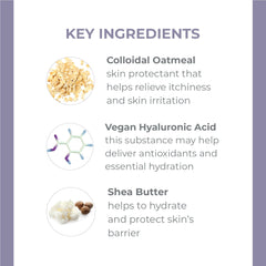 Derma E colloidal oatmeal ingredient spotlight image for soothing touch.