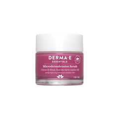 Derma E Microdermabrasion Scrub jar close-up showing Dead Sea salt for refreshed skin