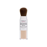 Derma E mineral sunscreen face brush-on applicator close-up showing matte finish and oil control.