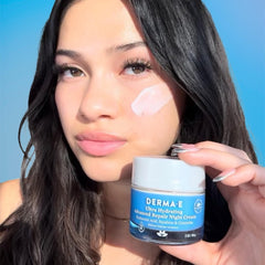 Derma E Ultra Hydrating Night Cream texture swatch illustrating creamy application and absorption