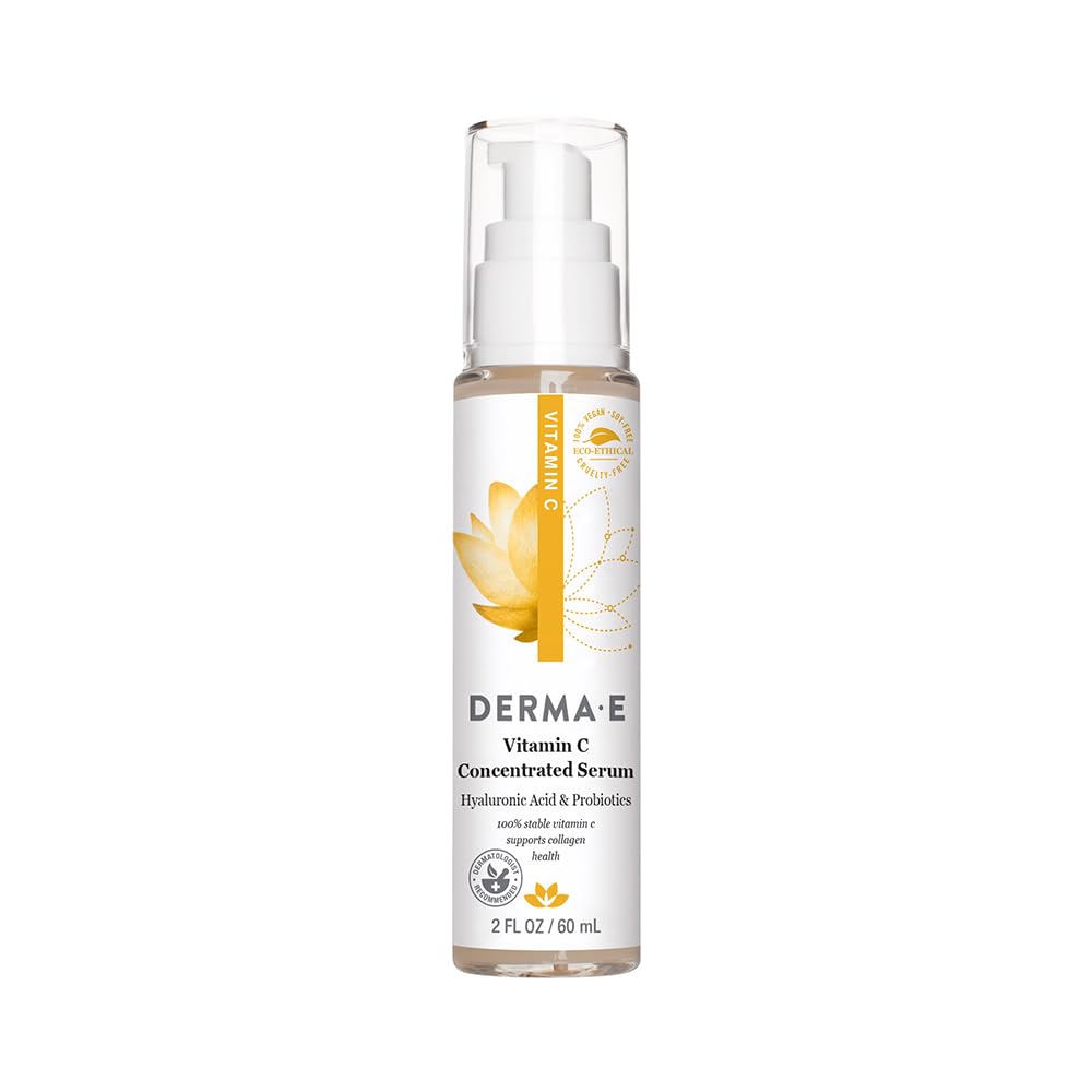 Derma E Vitamin C Serum bottle showcases brightening antioxidant formula for the skin.