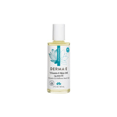 Derma E Vitamin E Skin Oil bottle closeup with nourishing formula for dry skin