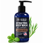 Derma-Nu Men's Body Wash woodsy sandalwood lather for gym-ready freshness.