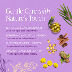 Derma-Nu Tea Tree Body Wash lavender-vanilla scent image suggests spa-like relaxation.