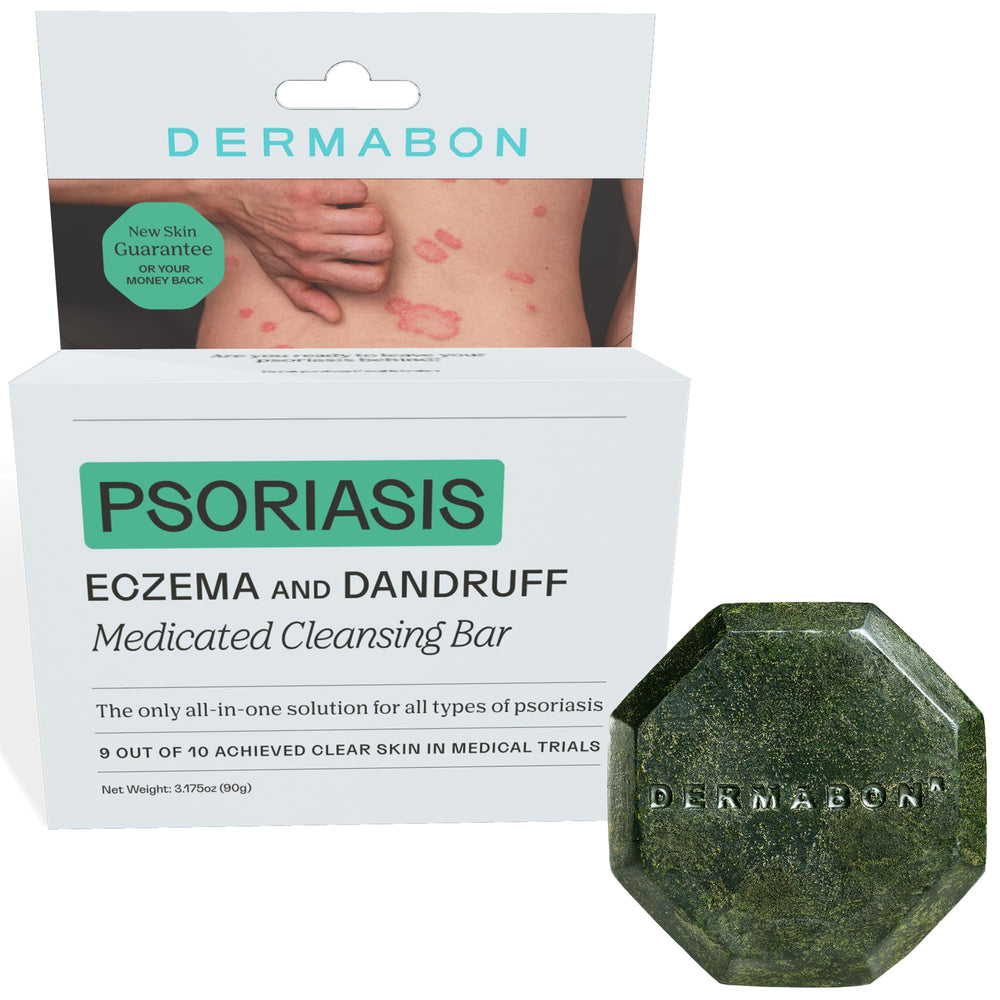 Dermabon coal tar soap bar pack closeup for daily cleansing