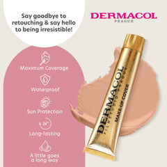 Dermacol foundation swirls during application for smooth, even complexion preparation.