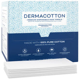 Dermacotton X-Large face towels pack shot highlighting ultra-soft, pure cotton for gentle cleansing.