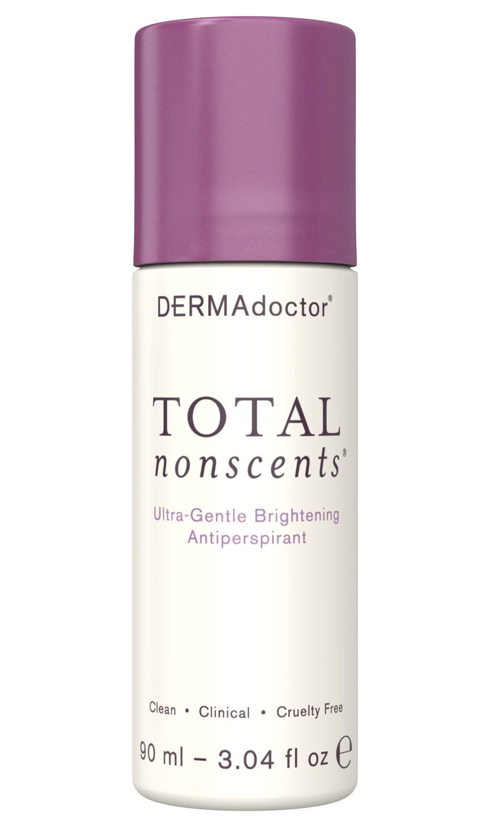DERMAdoctor Total NonScents Illuminating Roll-On Bottle shows fragrance-free, skin-safe protection.