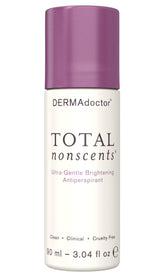 DERMAdoctor Total NonScents Illuminating Roll-On Bottle shows fragrance-free, skin-safe protection.