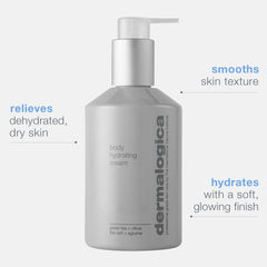 Dermalogica Body Hydrating Cream with green tea leaf highlights soothing botanical nourishment