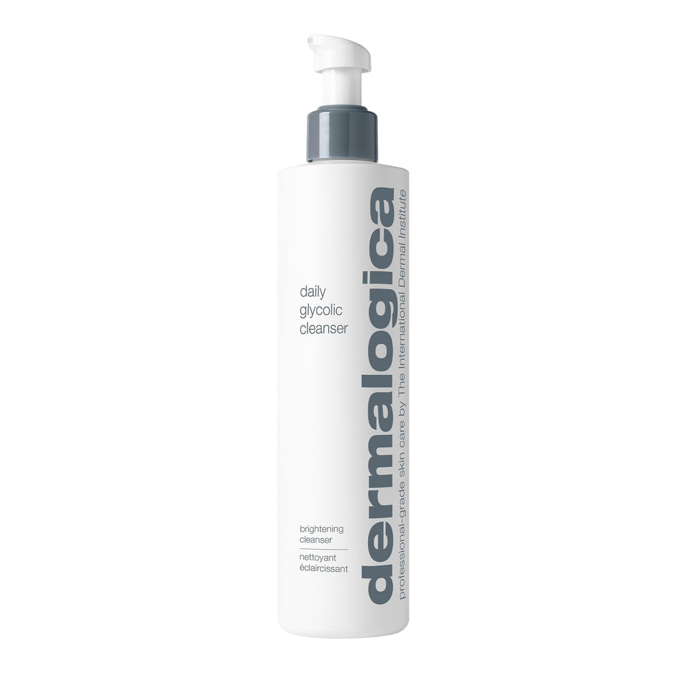 Dermalogica Daily Glycolic Cleanser bottle highlights brightening formula for radiant skin