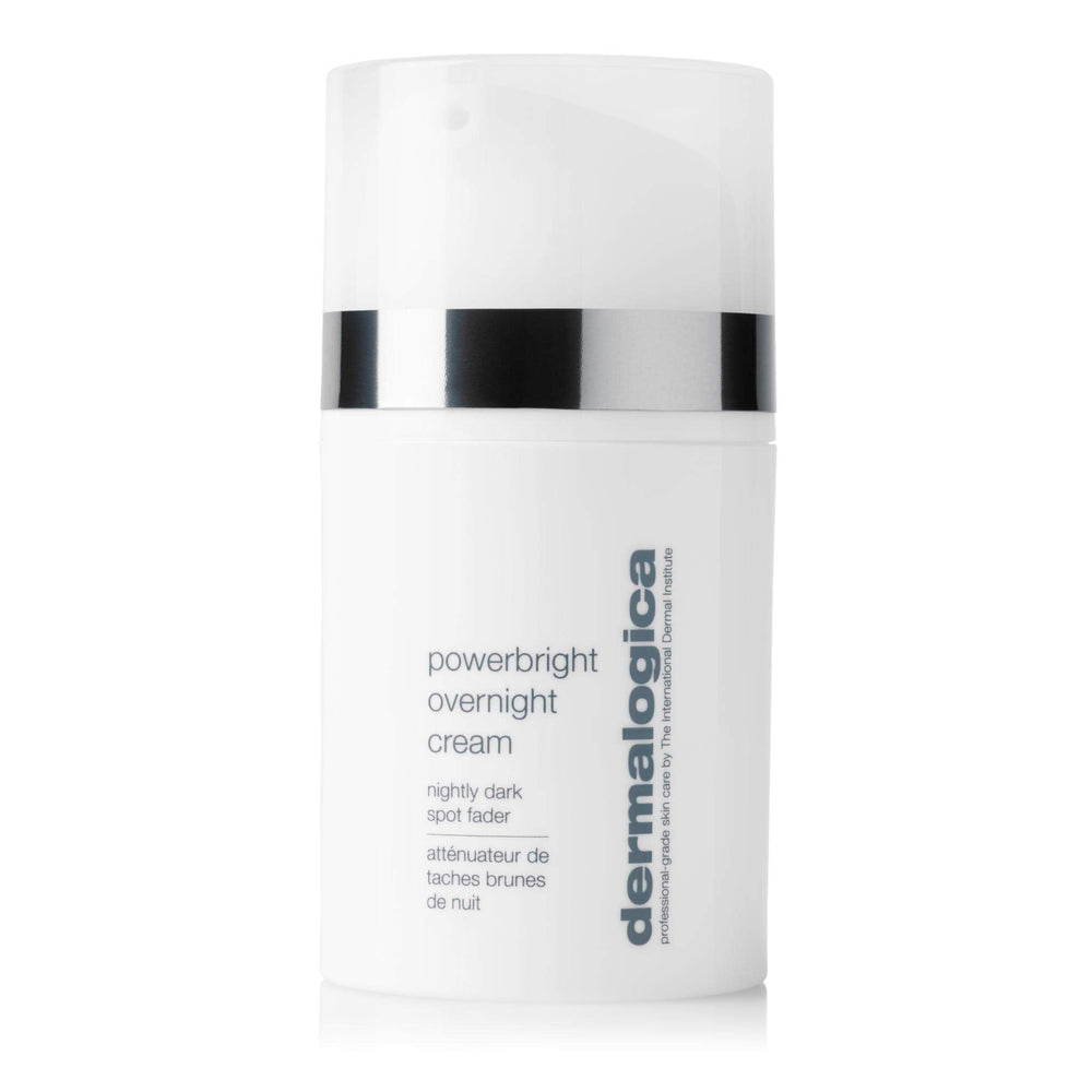 Dermalogica PowerBright Overnight Cream bottle for nighttime radiance and hydration.