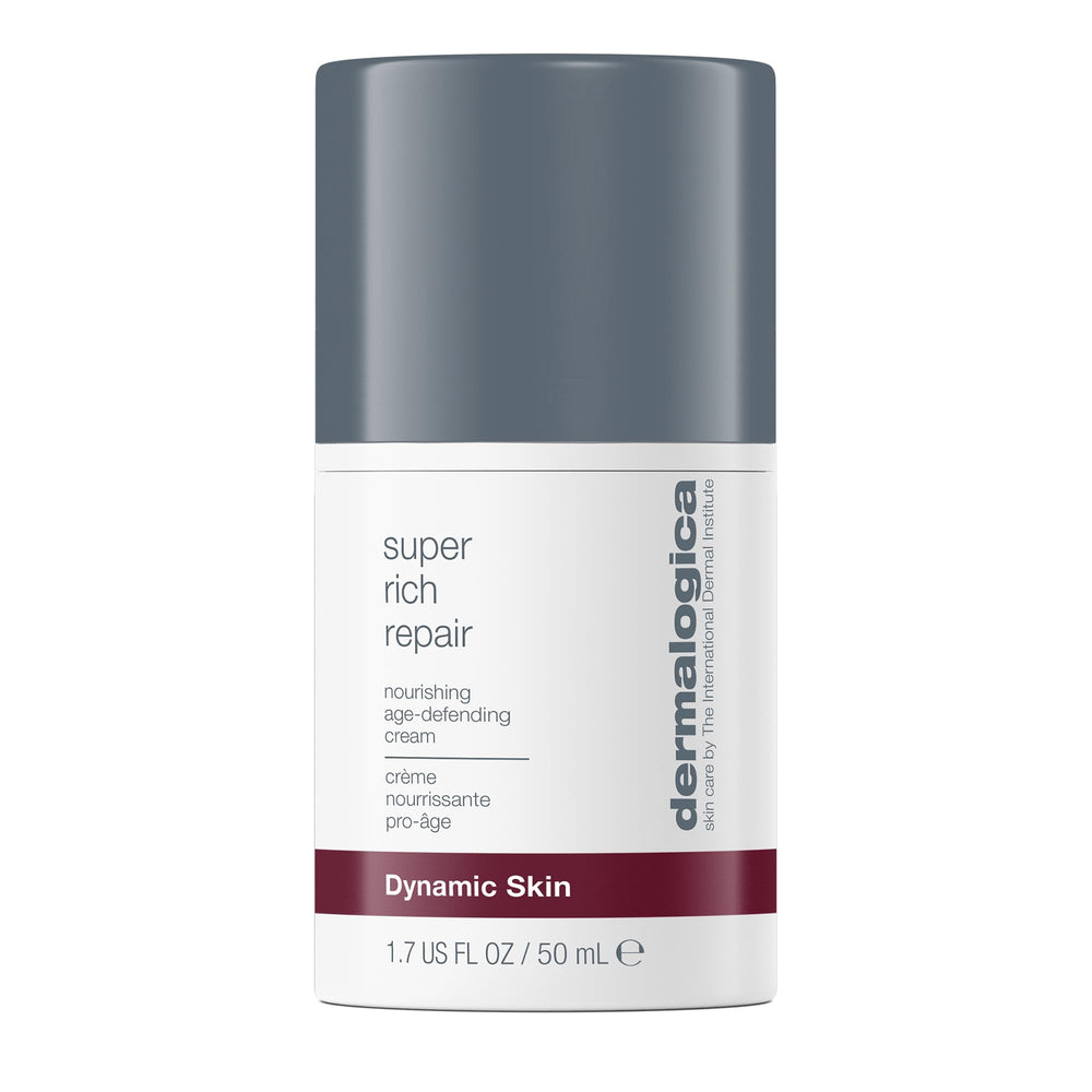 Dermalogica Super Rich Repair jar front shows rich hydration for dry skin.