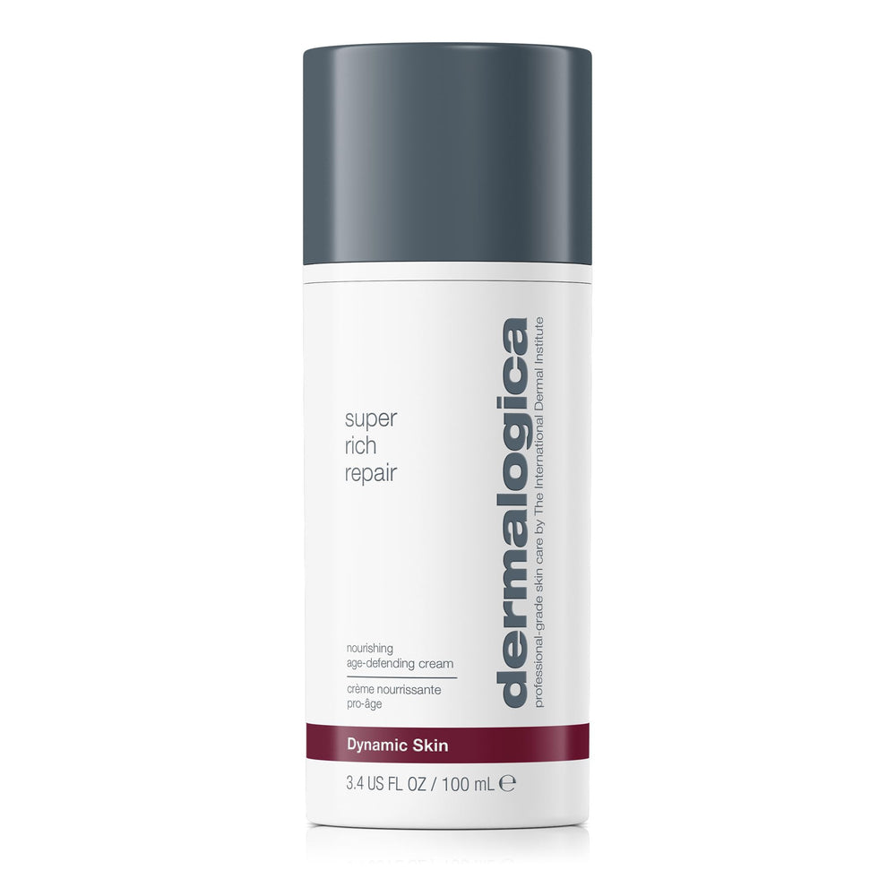 Dermalogica Super Rich Repair tub closeup highlights rich hydration for chronically dry skin.