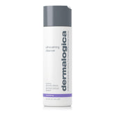 Dermalogica Ultracalming Cleanser bottle pump shows gentle cleansing for sensitive skin