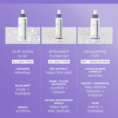 Dermalogica Ultracalming Mist applied on face demonstrating even coverage