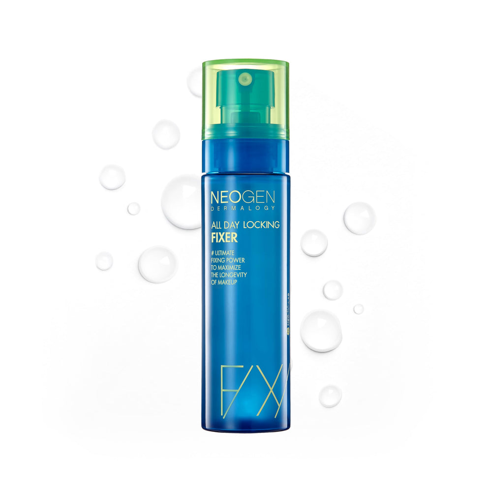 DERMALOGY by NEOGENLAB All Day Setting Spray bottle close-up, weightless hydration for lasting makeup.