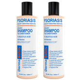 Dermasolve shampoo bottle pour demonstrates gentle fragrance-free scalp relief.