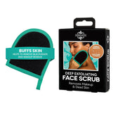Dermasuri deep exfoliating face mitt closeup demonstrates gentle scrubbing for smoother, brighter skin.