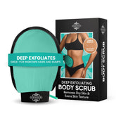 Dermasuri deep exfoliating glove teal closeup for smoother skin and spa-like routine