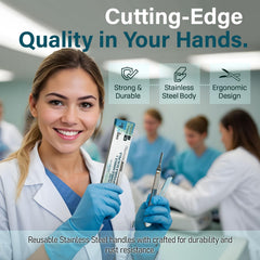DermaTwist sterile blades pack highlights 15 single-use blades for hygienic dermaplaning.