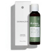 Dermazen Purifying Facial Cleanser bottle closeup shows fragrance-free formula for sensitive skin relief.