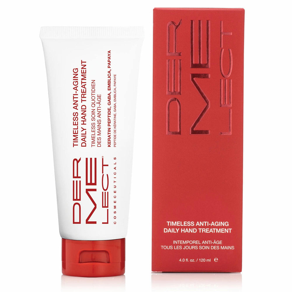 Dermelect Timeless hand-treatment bottle delivering lasting moisture for smoother hands