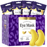 DERMORA Golden Glow eye patches in foil packaging for on-the-go hydration.