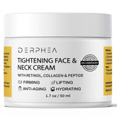 DERPHEA neck-tightening-cream jar closeup shows creamy texture for firmer neck skin.