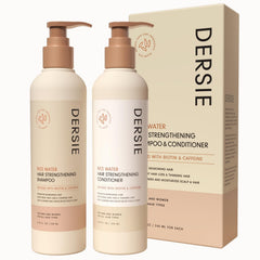 Dersie Rice Water Shampoo bottle emphasizes strengthening and volumizing care for hair