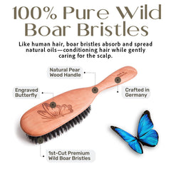Desert Breeze Boar Bristle detail highlights natural conditioning and scalp-friendly brushing