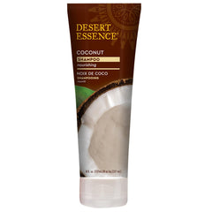 Desert Essence Coconut Shampoo label closeup highlights cruelty-free ingredients