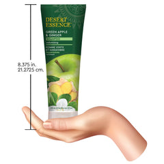 Desert Essence green apple ginger ingredients close-up for refreshing cleansing.