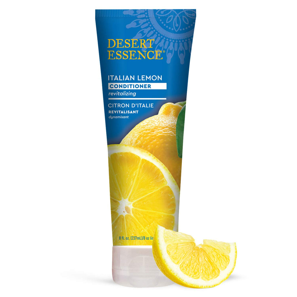 Desert Essence Italian Lemon Conditioner bottle for detangling and added shine.